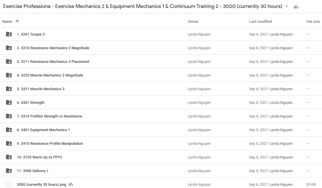 Exercise Professiona - Exercise Mechanics 2 & Equipment Mechanics 1 & Continuum Training 2 - 3000 (currently 30 hours)